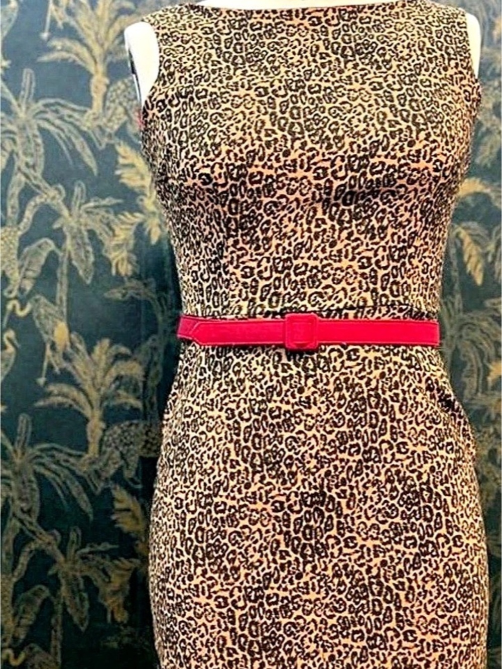 Rare Vintage Rockabilly Bettie Page Tatyana Leopard Print Midi Dress Size Medium